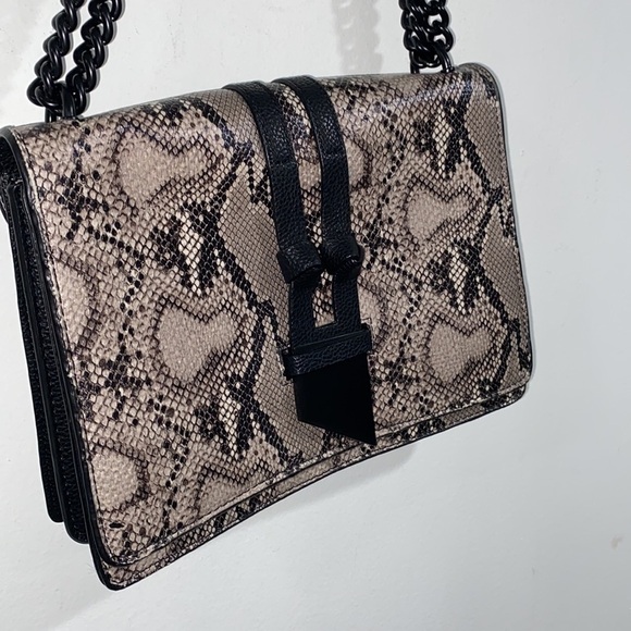 Foley + Corinna purse snake print chain crossbody leather shoulder bag rectangle - Picture 1 of 8